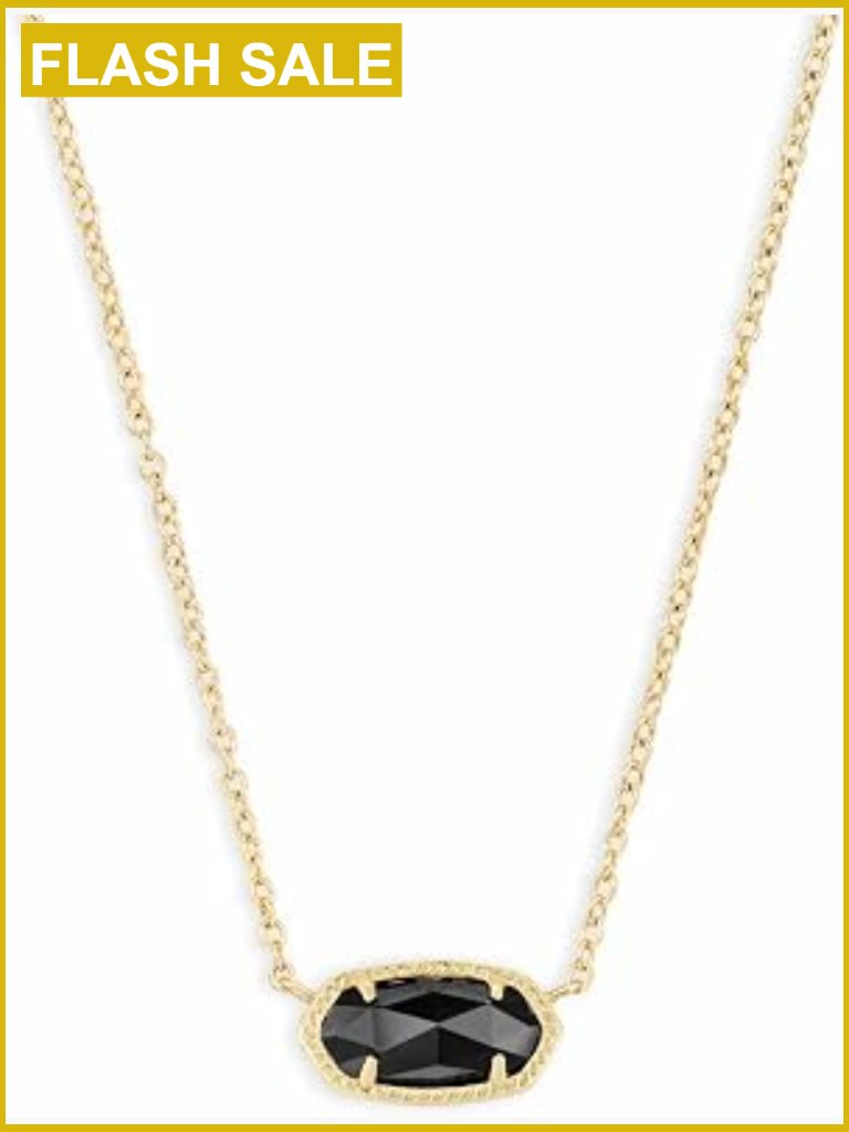 14k Gold-Plated Pendant Necklace With Black Opal